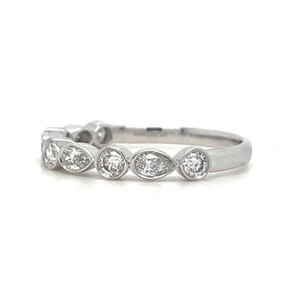 9ct White Gold 0.51ct Laboratory Grown Round & Pear Bezel Set Diamond Ring