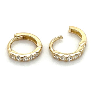9ct Yellow Gold Stone Set Huggie Hoop Earrings