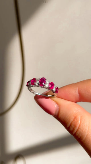 18ct White Gold Oval Ruby And Diamond Ring