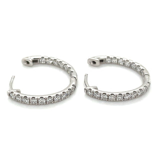 14ct White Gold 1ct Laboratory Grown Diamond Oval Hoop Earrings