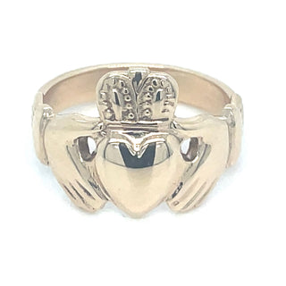 Vintage 9ct Yellow Gold Gents Claddagh Ring