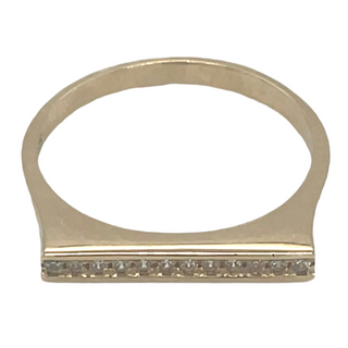 9ct Yellow Gold Cz Flat Bar Ring