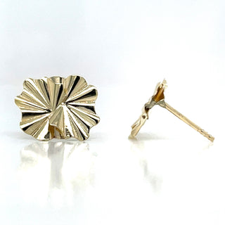 9ct Yellow Gold Folded Wave Stud Earrings