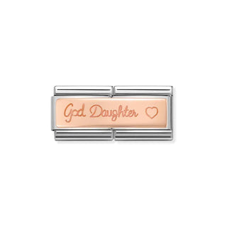 Composable Classic Double Engraved steel and 925 sterling silver CUSTOM God Daughter