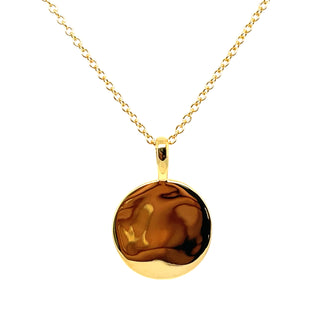 Golden Round Polished Disc Necklace