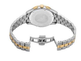 Emporio Armani Chronograph Two Tone Stainless Steel Green Dial Watch