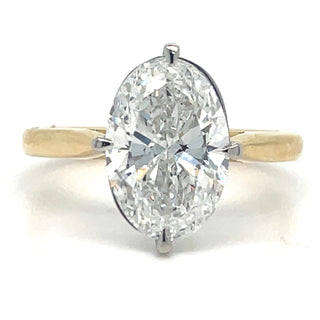 18ct Yellow Gold Laboratory Grown 3.02ct Oval Solitaire Diamond Ring