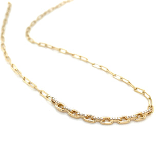 9ct Yellow Gold Paperchain Diamond Necklace