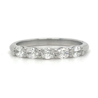 Platinum Earth Grown Five Stone Diamond Horizontal Oval Ring