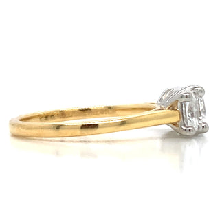 Chloe - 18ct Yellow Gold Engagement Ring with Earth Grown Oval Trilogy Platinum Head