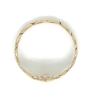 Vintage 9ct Yellow Gold Claddagh Ring With Entwined Band