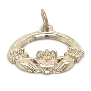 Vintage 9ct Yellow Gold Large Claddagh Pendant