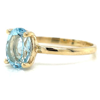 9ct Yellow Gold 1.60ct Earth Grown Oval Blue Topaz Ring