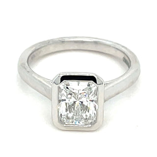 Beatrice - Platinum Laboratory Grown Rubover 1.52ct Radiant Cut Solitaire Diamond Ring