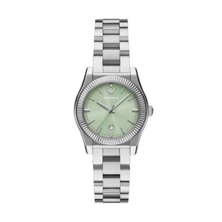 Emporio Armani FEDERICA Green Dial Watch with Silver Bracelet