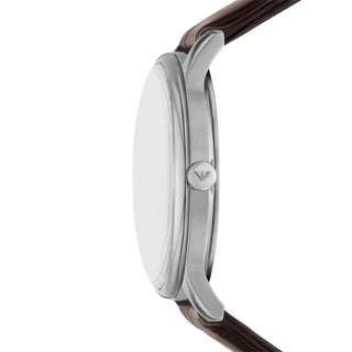 Emporio Armani Gents Minimalist Green Dial & Brown Leather Strap Watch