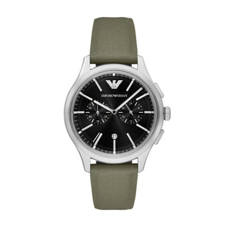 Emporio Armani Dario Gents Green Leather Strap Watch