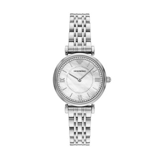Emporio Armani Gianna T-Bar Silver Watch with Mother of Pearl Dial