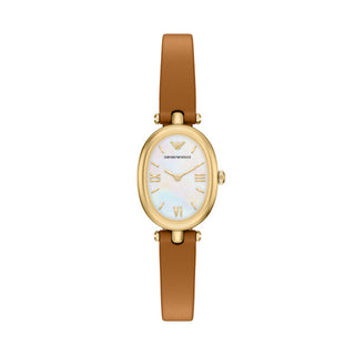 Emporio Armani Sinfonia Two Hand Oval Tan Leather Watch