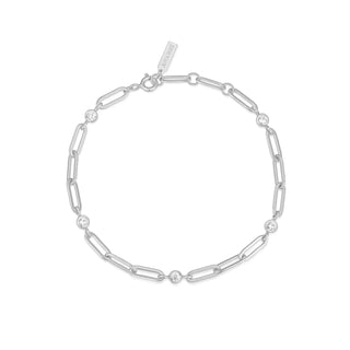 Ania Haie Silver Bezel Station Paper Clip Chain Bracelet
