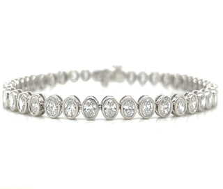 14ct White Gold 5.01ct Oval Bezel Laboratory Grown Diamond Tennis Bracelet
