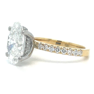 Valencia - 18ct Yellow Gold Laboratory Grown 3.56ct Oval Solitaire With Hidden Halo Engagement Ring And Castle Set Shoulders
