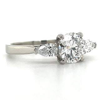 Sabrina - Platinum 1.54ct Laboratory Grown Round and Pear Three Stone Diamond Engagement Ring