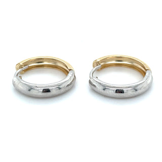 9ct Gold Two Tone Clicker Hoop Earrings