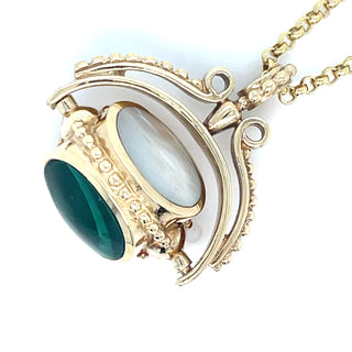 Vintage 9ct Yellow Gold Spinning Fob Pendant With Beaded Edge Detail