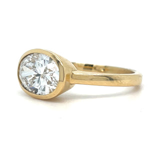 Inez - 18ct Yellow Gold Laboratory Grown 2.01ct Oval Bezel Set Diamond Ring
