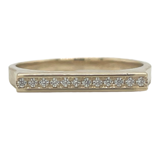 9ct Yellow Gold Cz Flat Bar Ring