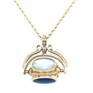 Vintage 9ct Yellow Gold Spinning Fob Pendant With Beaded Edge Detail