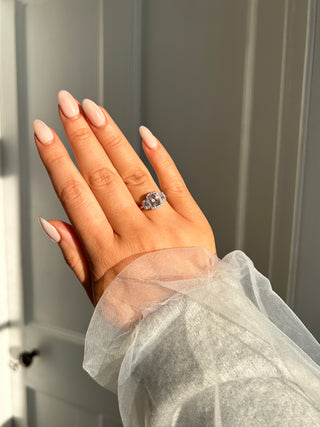 18ct White Gold Emerald Cut Morganite & Diamond Ring