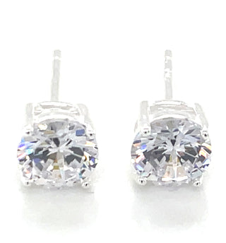 Sterling Silver 6mm Round Cz Stud Earrings