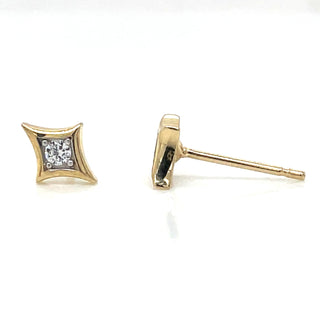 9ct Yellow Gold North Star And Round Cz Earring