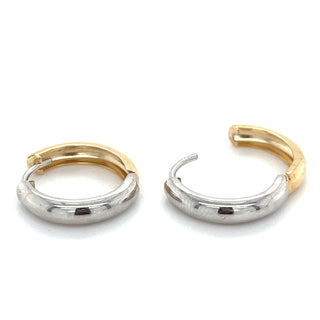 9ct Gold Two Tone Clicker Hoop Earrings