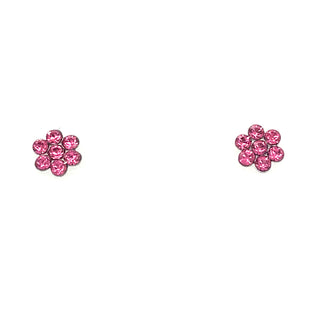 Sterling Silver Cz Flower Stud Earrings