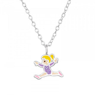 Childrens Sterling Silver Gymnastics Girl Necklace