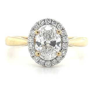 yellow gold oval diamond halo engagement ring