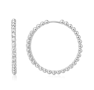 Ania Haie Silver Large Claw Sphere Beaded Hoop Earrings