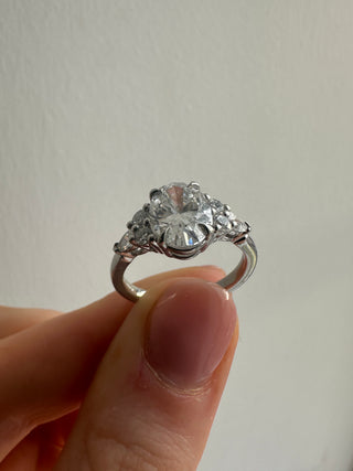 Lucille - Platinum 2.54ct Laboratory Grown Oval Diamond Engagement Ring With Side Stones