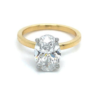 Joy - 18ct Yellow Gold Laboratory Grown 2.71ct Oval Solitaire Diamond Engagement Ring With Hidden Halo