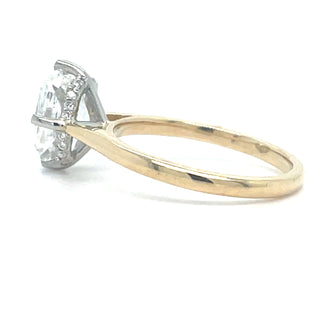 Aoife - 14ct Yellow Gold Laboratory Grown Cushion Solitaire With Hidden Diamond Halo