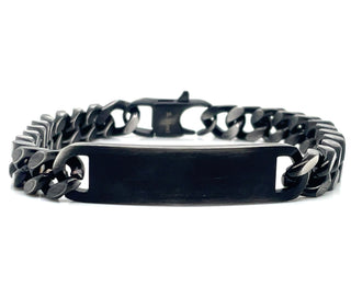 Gents Stainless Steel Black ID Bracelet