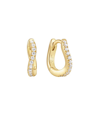 Ania Haie Gold Slim Pavé Wave Huggie Hoop Earrings