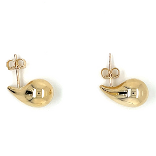 9ct Yellow Gold Domed Medium Teardrop Earrings