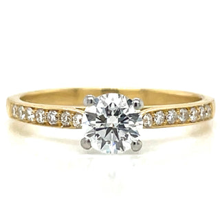 Laoise - 18ct Yellow Gold Laboratory Grown Round Brilliant Solitaire With Pave Set Diamond Shoulders