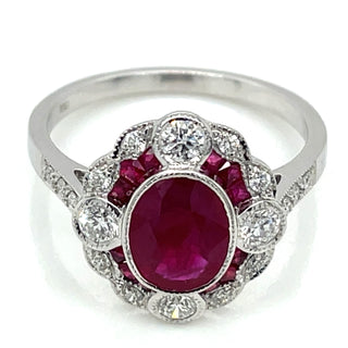 18ct White Gold Earth Grown 1.85ct Ruby And 0.39ct Diamond Ring