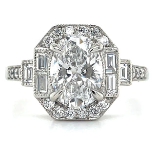 Harmony - Platinum 1.98ct Laboratory Grown Oval Vintage Style Diamond Engagement Ring