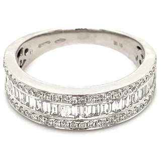 18ct White Gold Baguette & Round Earth Grown Diamond Band